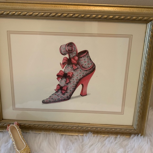 FIONA SAUNDERS Aimme Shoe (S614) Silver Rop golden framed Art in +++ con… - Picture 2 of 7